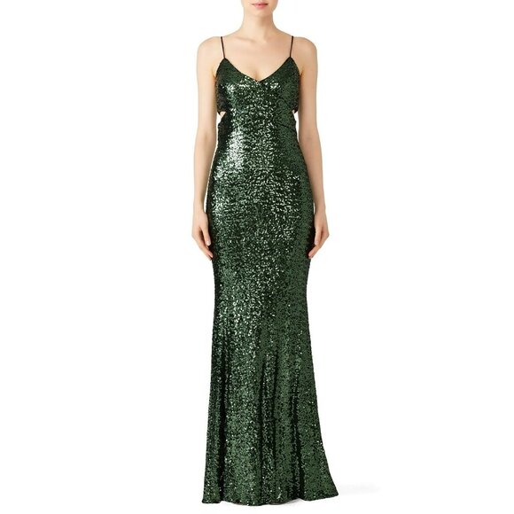 Badgley Mischka Emerald Sequin Gown US
